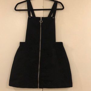 Black velvet overall zip up dress